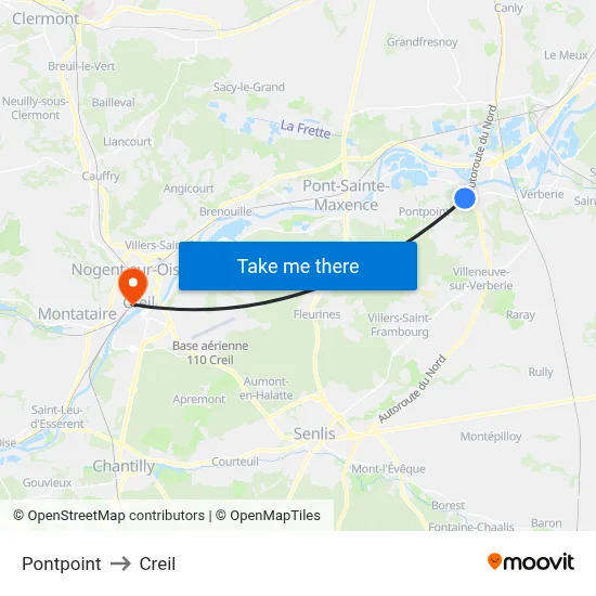 Pontpoint to Creil map