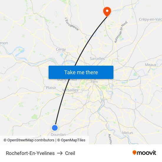 Rochefort-En-Yvelines to Creil map