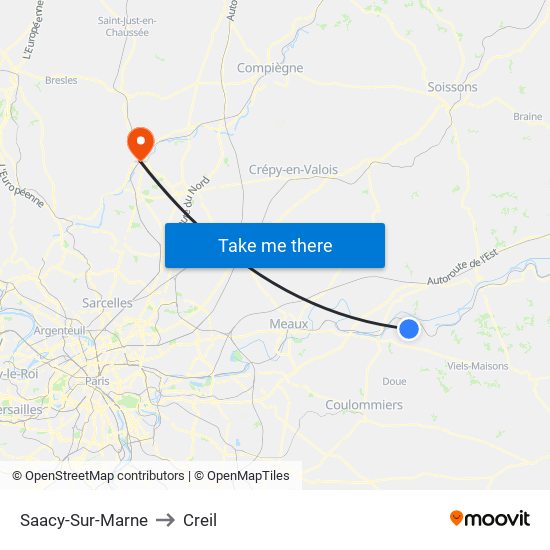 Saacy-Sur-Marne to Creil map