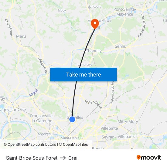 Saint-Brice-Sous-Foret to Creil map