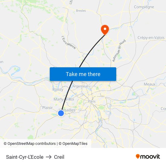 Saint-Cyr-L'Ecole to Creil map