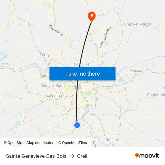 Sainte-Genevieve-Des-Bois to Creil map