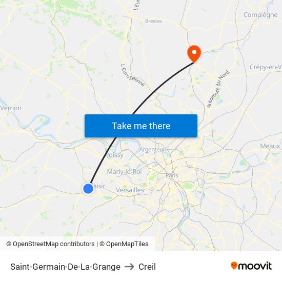 Saint-Germain-De-La-Grange to Creil map