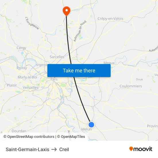 Saint-Germain-Laxis to Creil map