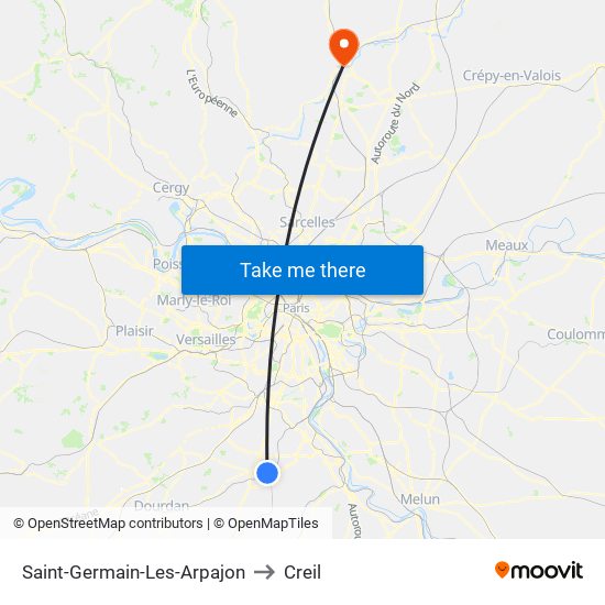 Saint-Germain-Les-Arpajon to Creil map