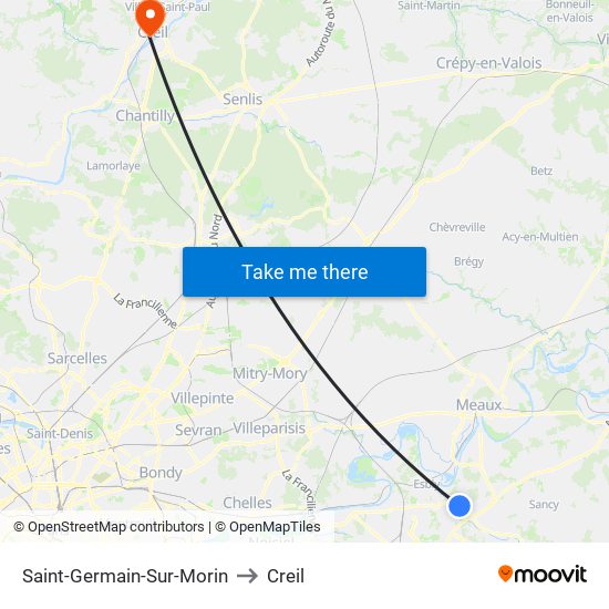 Saint-Germain-Sur-Morin to Creil map