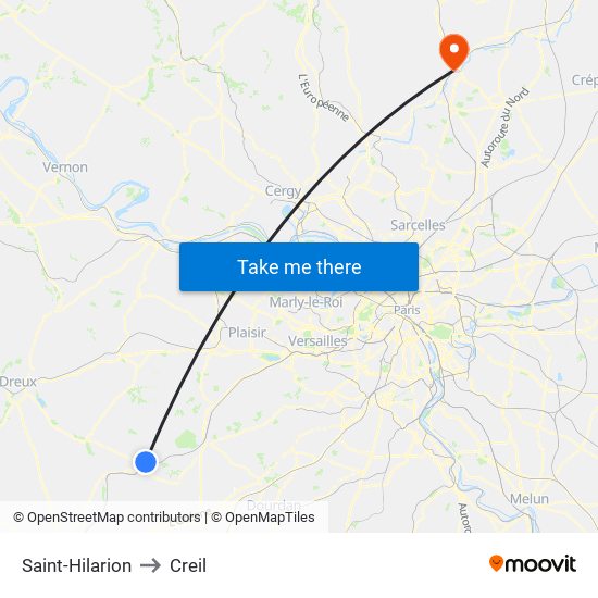 Saint-Hilarion to Creil map