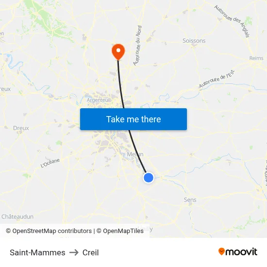 Saint-Mammes to Creil map