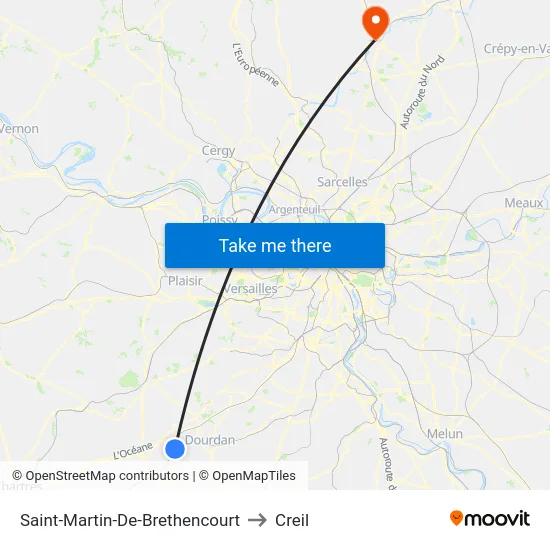 Saint-Martin-De-Brethencourt to Creil map