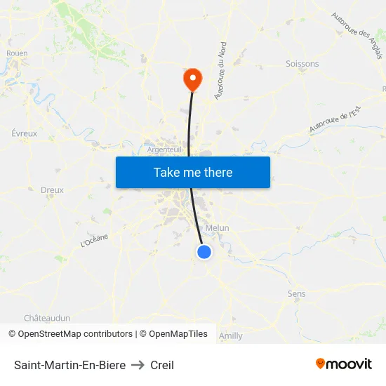 Saint-Martin-En-Biere to Creil map