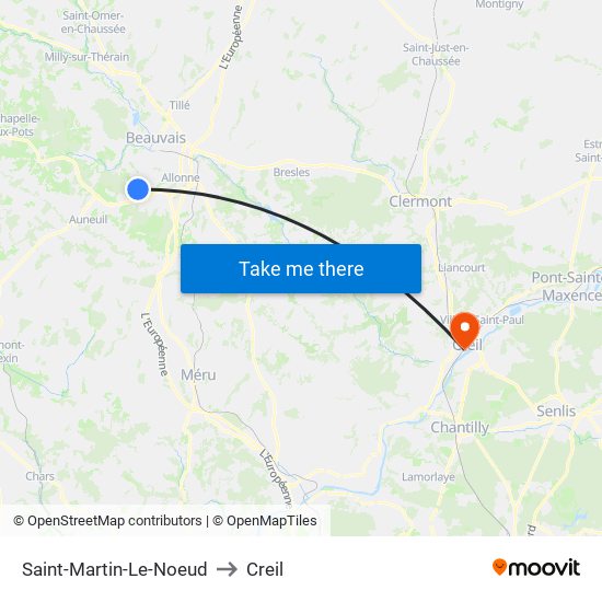 Saint-Martin-Le-Noeud to Creil map