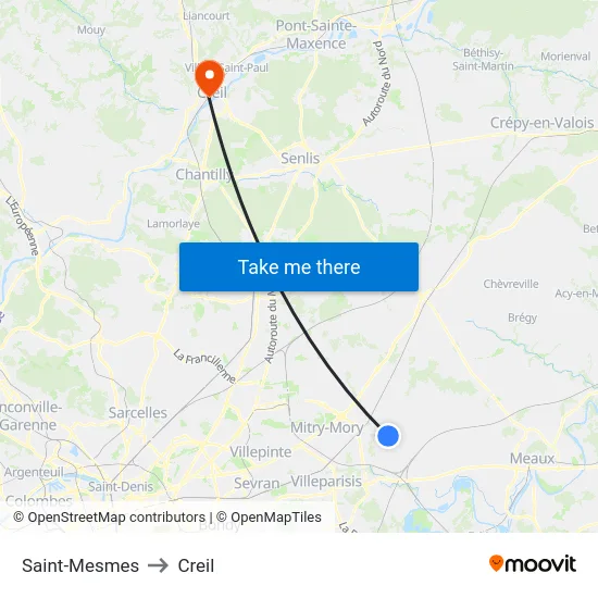 Saint-Mesmes to Creil map
