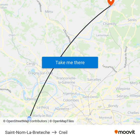 Saint-Nom-La-Breteche to Creil map
