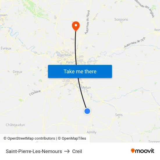 Saint-Pierre-Les-Nemours to Creil map