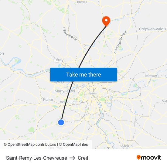 Saint-Remy-Les-Chevreuse to Creil map