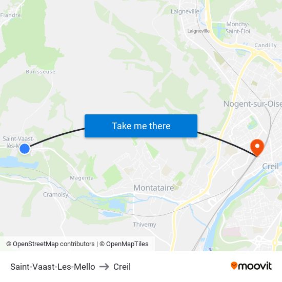 Saint-Vaast-Les-Mello to Creil map