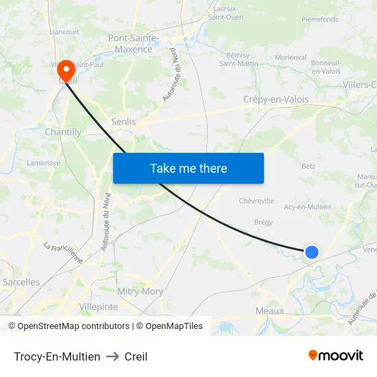 Trocy-En-Multien to Creil map