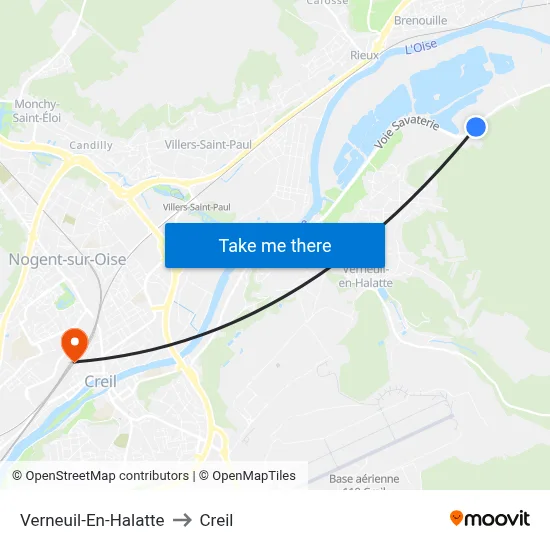 Verneuil-En-Halatte to Creil map