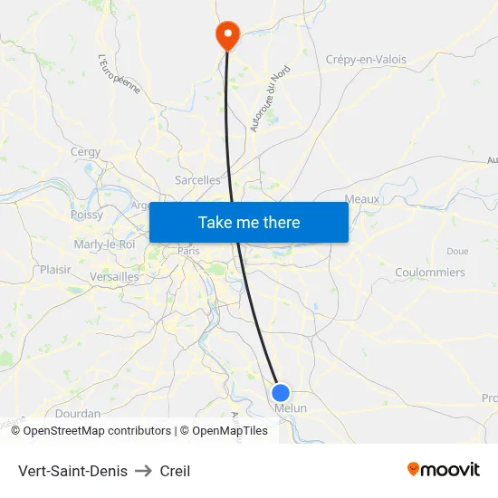 Vert-Saint-Denis to Creil map