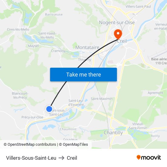 Villers-Sous-Saint-Leu to Creil map