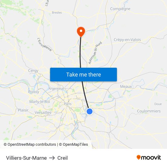 Villiers-Sur-Marne to Creil map