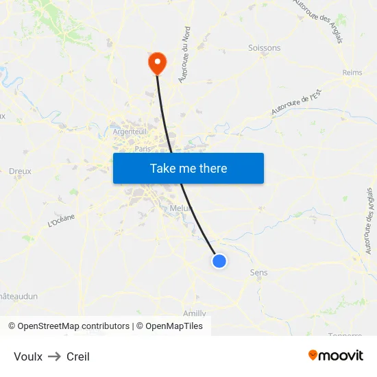 Voulx to Creil map