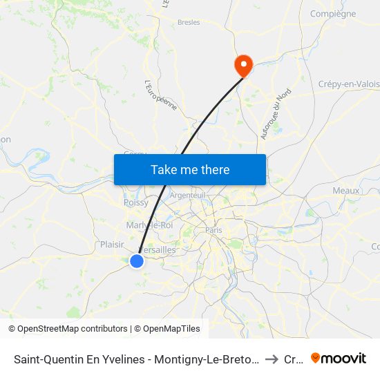 Saint-Quentin En Yvelines - Montigny-Le-Bretonneux to Creil map