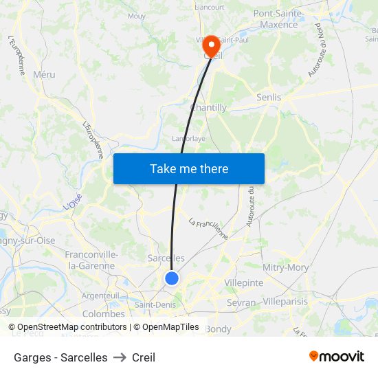 Garges - Sarcelles to Creil map