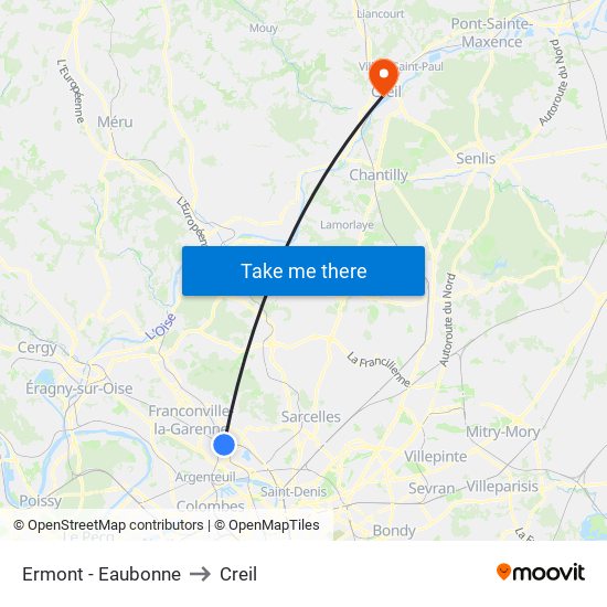 Ermont - Eaubonne to Creil map