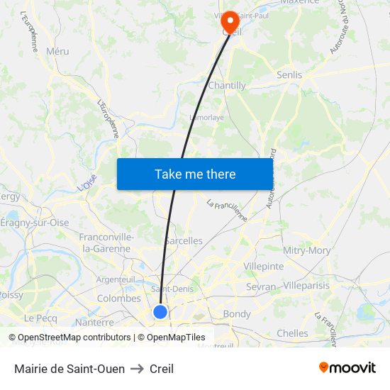 Mairie de Saint-Ouen to Creil map