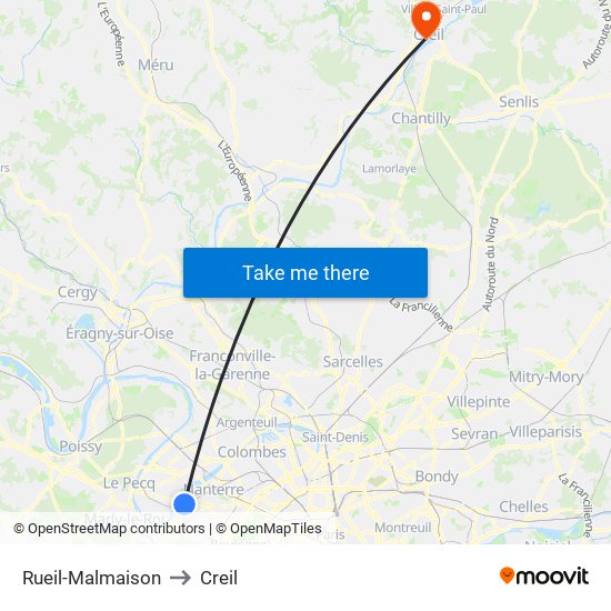 Rueil-Malmaison to Creil map