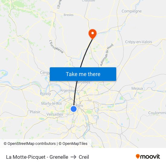 La Motte-Picquet - Grenelle to Creil map