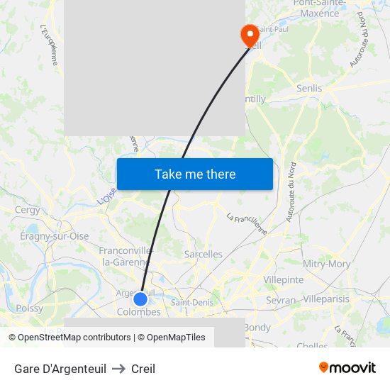 Gare D'Argenteuil to Creil map