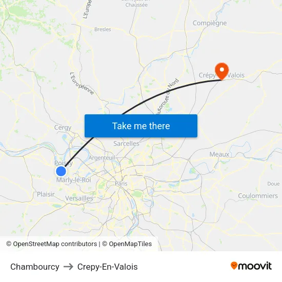 Chambourcy to Crepy-En-Valois map