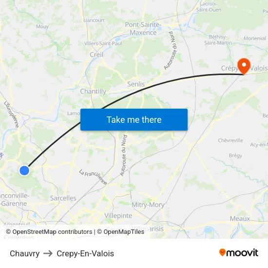 Chauvry to Crepy-En-Valois map