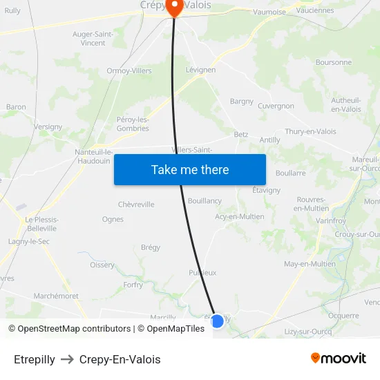 Etrepilly to Crepy-En-Valois map