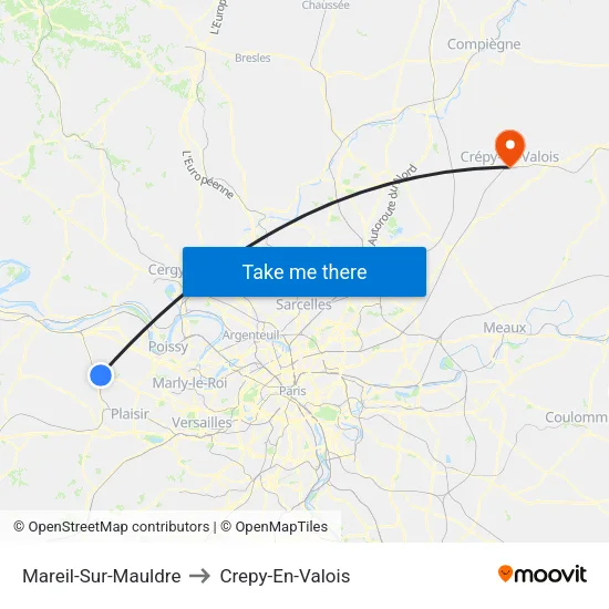 Mareil-Sur-Mauldre to Crepy-En-Valois map