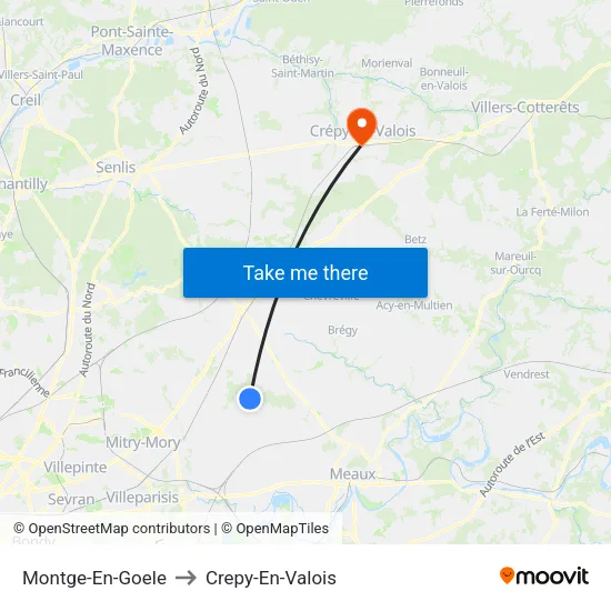 Montge-En-Goele to Crepy-En-Valois map