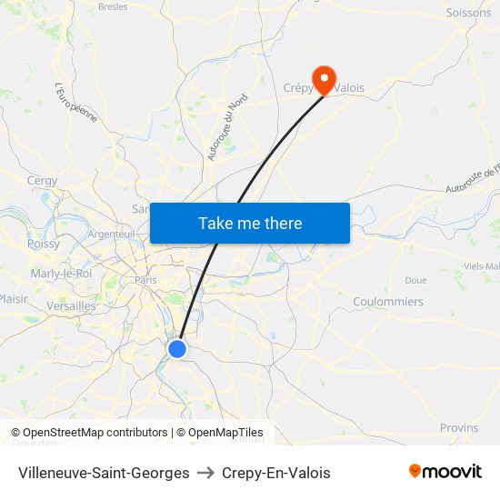 Villeneuve-Saint-Georges to Crepy-En-Valois map