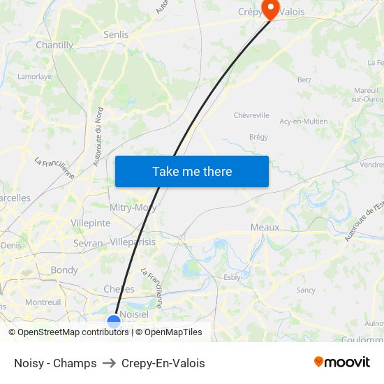Noisy - Champs to Crepy-En-Valois map