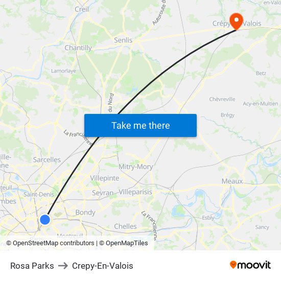 Rosa Parks to Crepy-En-Valois map