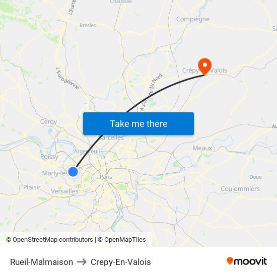 Rueil-Malmaison to Crepy-En-Valois map