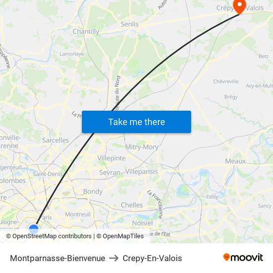 Montparnasse-Bienvenue to Crepy-En-Valois map