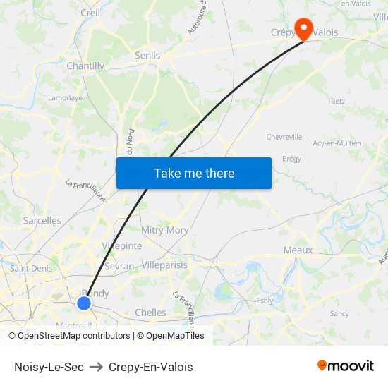 Noisy-Le-Sec to Crepy-En-Valois map