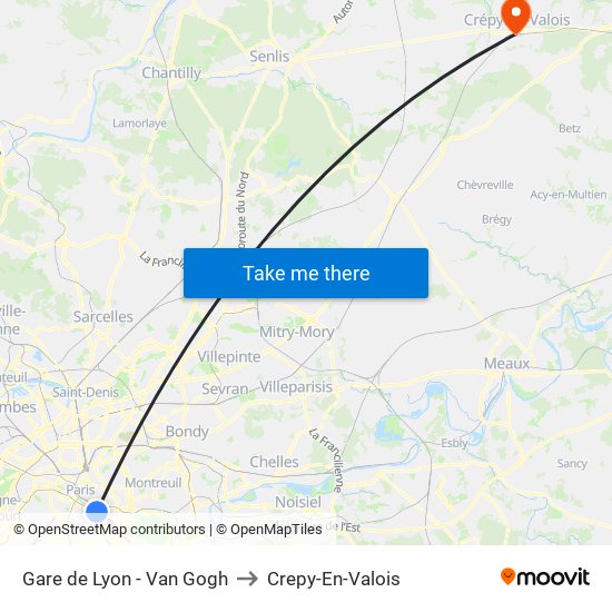 Gare de Lyon - Van Gogh to Crepy-En-Valois map
