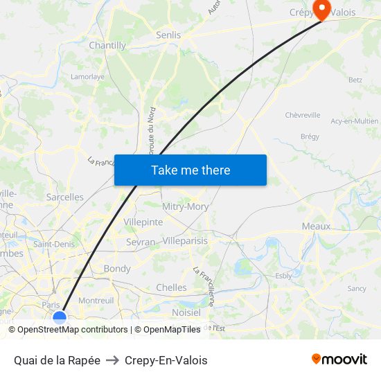 Quai de la Rapée to Crepy-En-Valois map