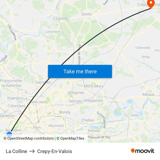 La Colline to Crepy-En-Valois map