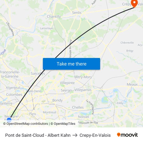 Pont de Saint-Cloud - Albert Kahn to Crepy-En-Valois map