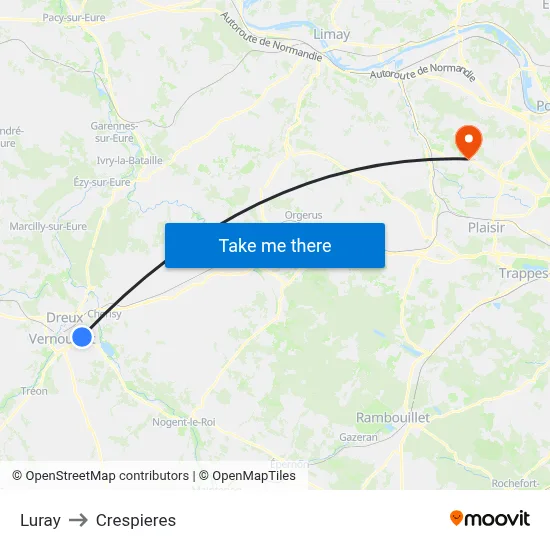 Luray to Crespieres map