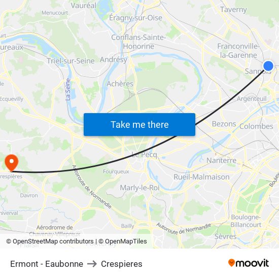 Ermont - Eaubonne to Crespieres map